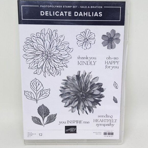 Stampin' Up! 'Delicate Dahlias' 12 pc acrylic stamp set - Picture 1 of 4